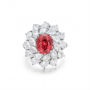 RED SPINEL AND DIAMOND RING